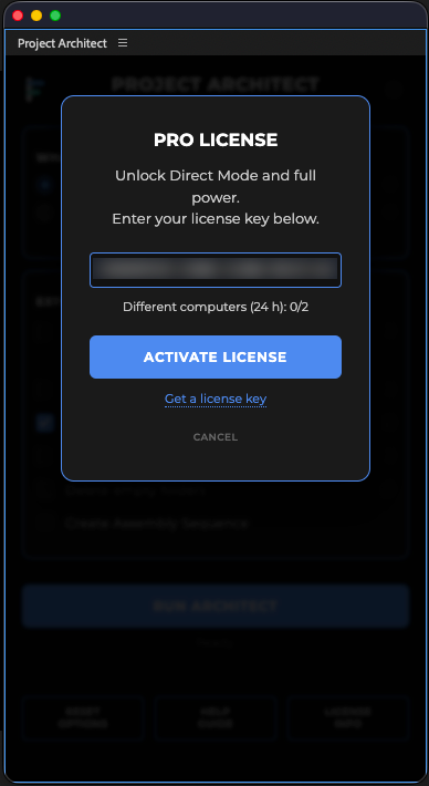 Paste your Pro key and activate. Internet is required.
