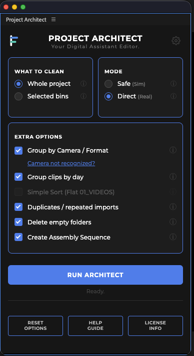 Pro options unlocked: camera, day, DNA-Check, sequences, empty bins.